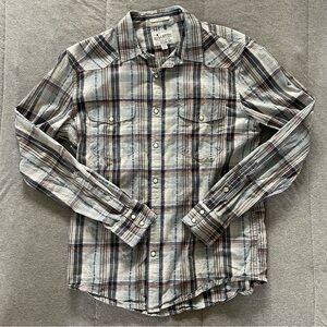 Lucky Brand Gray Plaid Pearl Snap